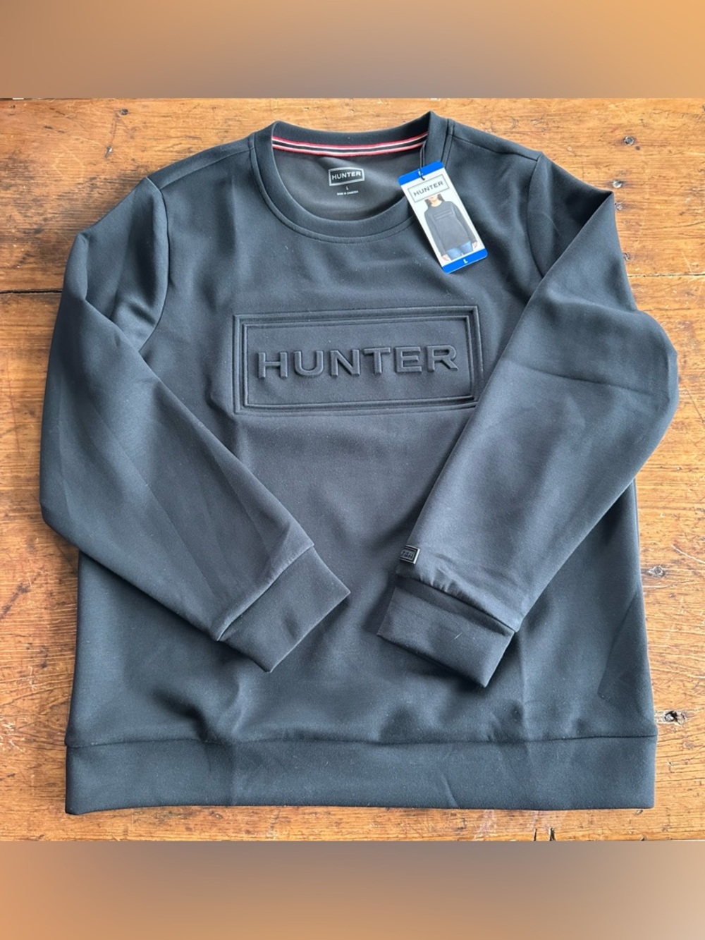 Hunter Black Embossed Logo Crewneck Sweater